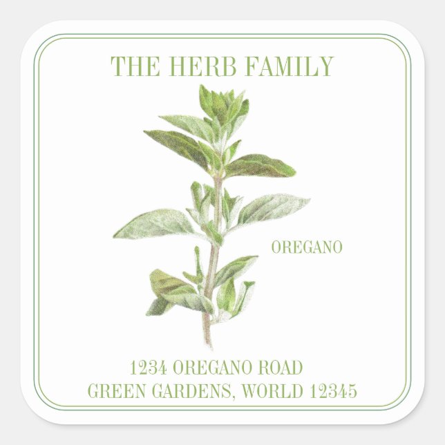SELLOS PARA SOBRES FRESH OREGANO Large Square Addr (Anverso)