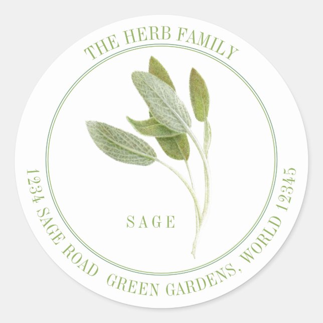 SELLOS PARA SOBRES FRESH SAGE de direcciones redon (Anverso)