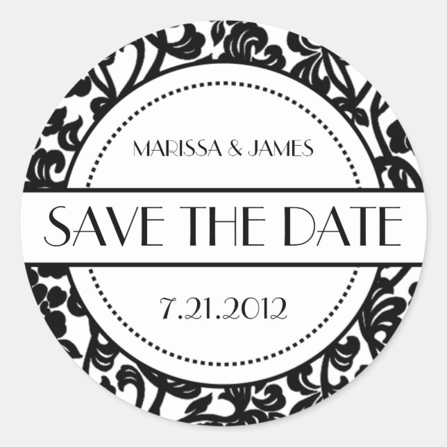 Sellos para sobres góticos floridos en blanco y ne (Anverso)