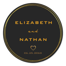 Sellos para sobres minimalistas Bodas de oro negro