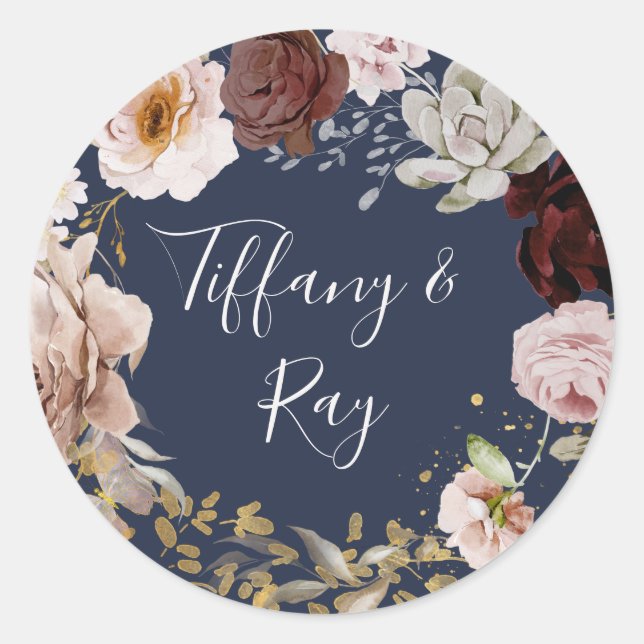 Sellos para sobres modernos de Boda de la Marina F (Anverso)