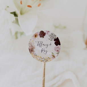 Sellos para sobres modernos de Boda de mármol flor