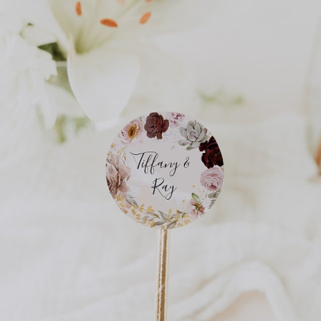 Sellos para sobres modernos de Boda de mármol flor (Subido por el creador)