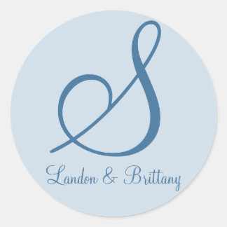 Sellos para sobres: Monograma sutil (azul)