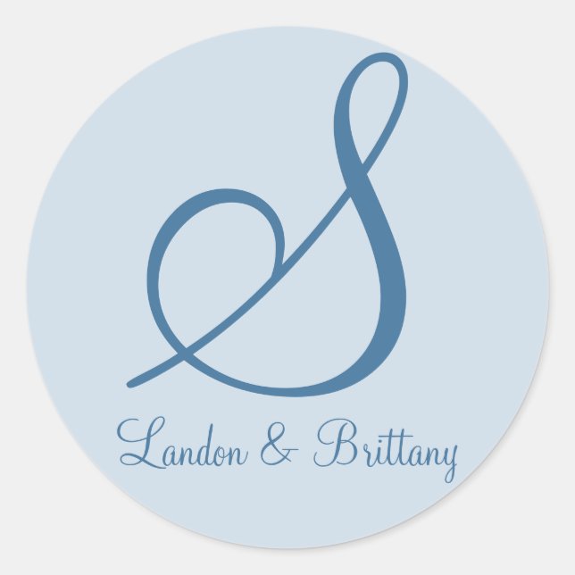 Sellos para sobres: Monograma sutil (azul) (Anverso)