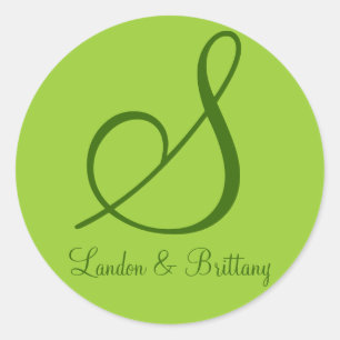 Sellos para sobres: Monograma sutil (verde)