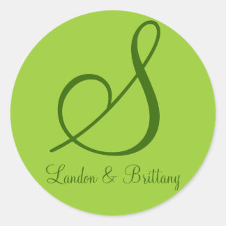 Sellos para sobres: Monograma sutil (verde)