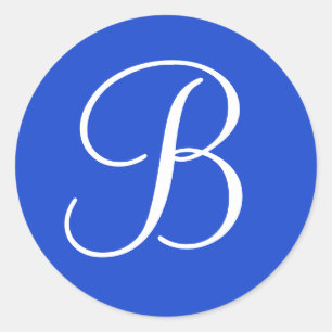 Sellos para sobres monogramados azul oscuro y blan