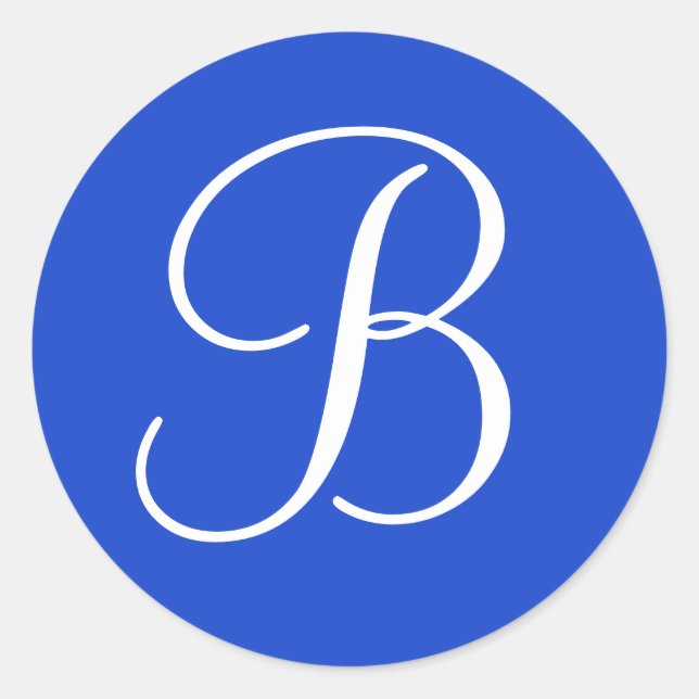 Sellos para sobres monogramados azul oscuro y blan (Anverso)