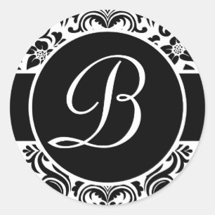 Sellos para sobres monogramados de Damask en blanc
