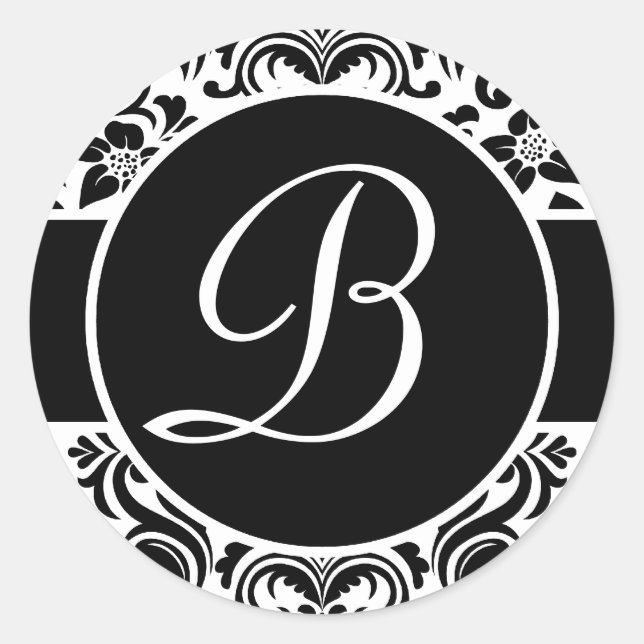 Sellos para sobres monogramados de Damask en blanc (Anverso)