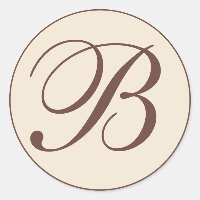 Sellos para sobres monogramados marrón y crema (Anverso)