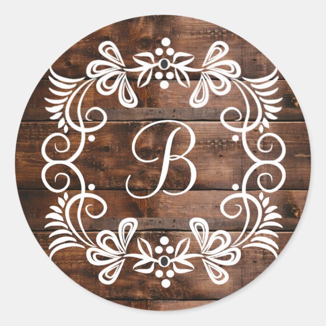 Sellos para sobres Monogrammed Dark Brown Wood Bod (Anverso)