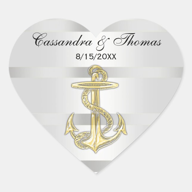 Sellos para sobres Nautical Golden Anchor White BG (Anverso)