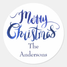 Sellos para sobres navideños Blue and White Merry
