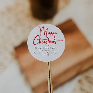 Sellos para sobres navideños de Feliz Guión Rojo