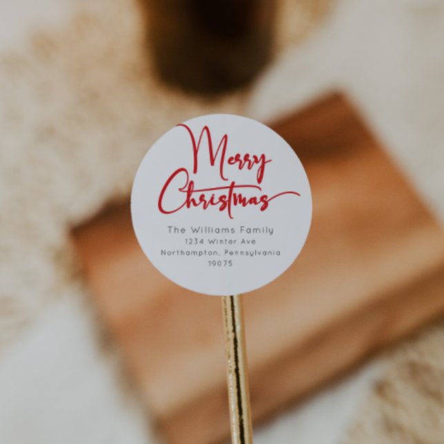 Sellos para sobres navideños de Feliz Guión Rojo (Subido por el creador)