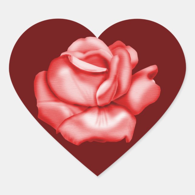 sellos para sobres "Red Rose Bloom" - Fondo rojo o (Anverso)