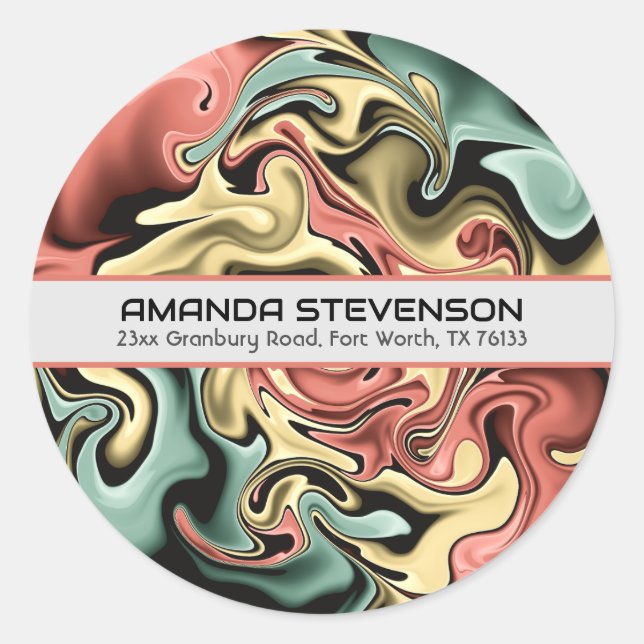 Sellos para sobres redondos abstractos modernos (Anverso)