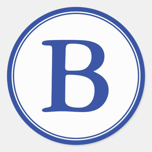 Sellos para sobres redondos con monograma - azul y (Anverso)