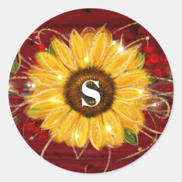 Sellos para sobres rojos rústicos del girasol del