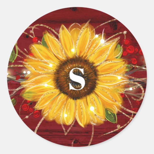 Sellos para sobres rojos rústicos del girasol del (Anverso)