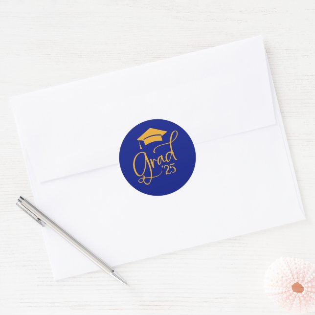 Sellos para sobres Royal Blue Gold Grad Script 202 (Sobre)