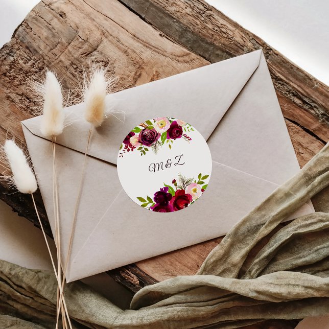 Sellos para sobres simples de Bodas florales de Bo (Subido por el creador)