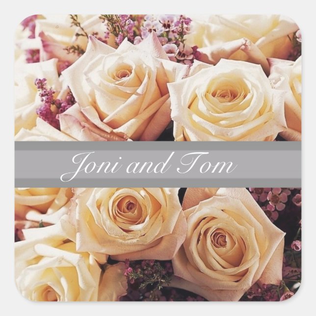 Sellos para sobres y Pegatinas Bodas florales (Anverso)