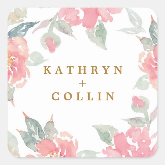 SELLOS pegatinas DE BODA DE COLOR DE AGUA (Anverso)