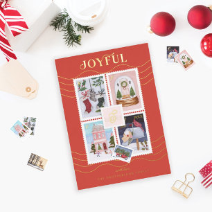 Sellos postales de escenas navideñas alegres de Mo