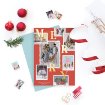 Sellos postales de fotos familiares de Navidad fel