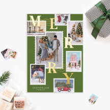 Sellos postales de fotos familiares de Navidad fel