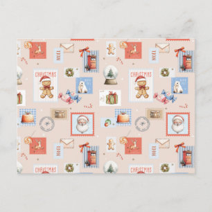 Sellos postales de Navidad Santa reno caramelo