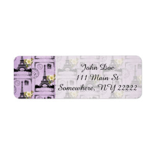 Sellos púrpuras de la postal de la torre Eiffel