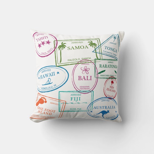 Sellos Tropical Passport 20 x 20" de almohada (Anverso)