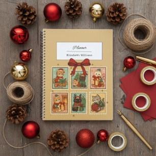 Sellos Vintage Navidad Gatos Planificador Fiestas 