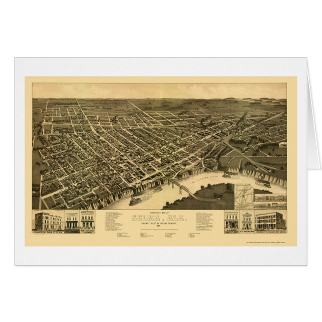 Selma, mapa panorámico del AL - 1887 (Anverso (Horizontal))