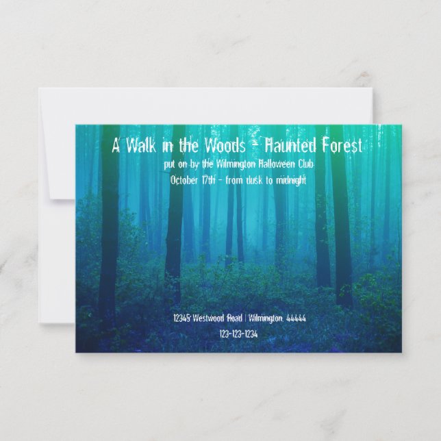 Selva azul de Eerie - Invitación de bosque embruja (Anverso)