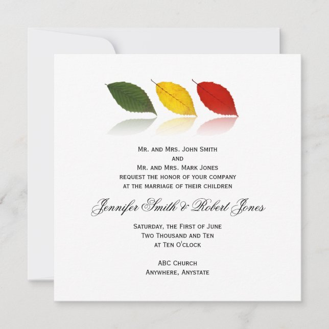 Selva de haya Verde, Oro, Invitación a la Boda Roj (Anverso)