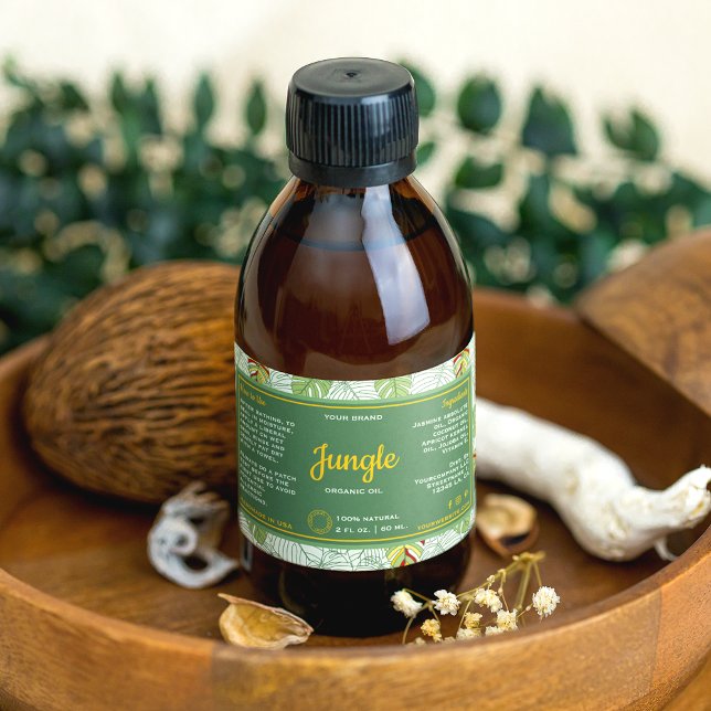 Selva deja etiqueta verde retro de frasco cosmétic (Subido por el creador)