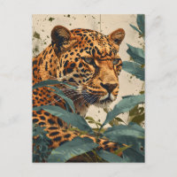Selva leopardo: postal vintage