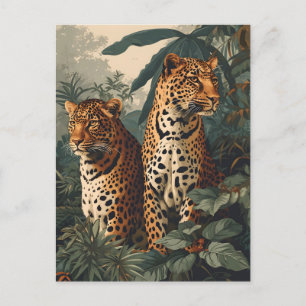 Selva leopardo: postal vintage