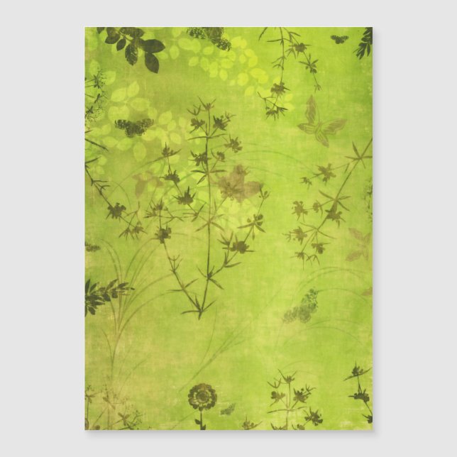 Selva natural verde Flores silvestres mariposa (Anverso)