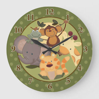 Selva Safari oscuro reloj de pared verde oscuro
