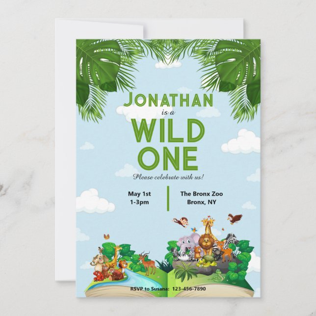 Selva salvaje de un Safari Invitación de primer cu (Anverso)