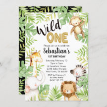 Selva salvaje Un primer cumpleaños Invitación Safa