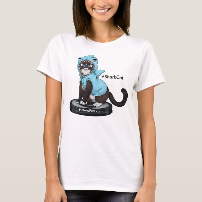Semana feliz del tiburón de la camiseta del gato (Anverso)