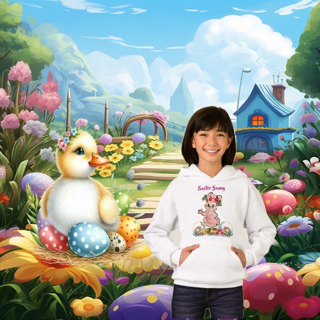 Semana Santa Bunny Floral Crown Wreath Chicle acua (Easter Bunny Floral Crown Wreath Chicks Watercolor Hoodie)