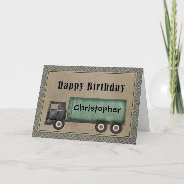 Semi tarjeta de cumpleaños del camión (Anverso)